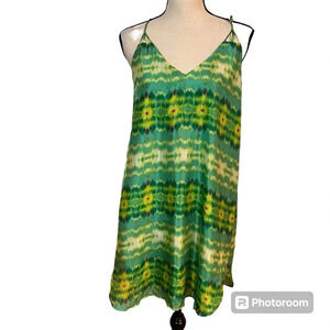 Rieley Green Silk Racer Back Mini Dress Sz-M